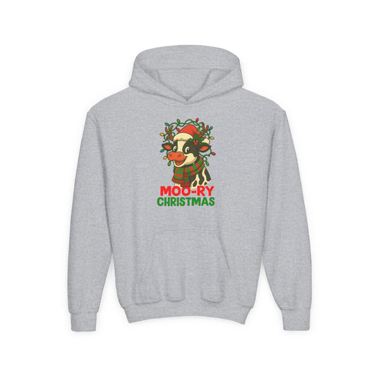 Moo-ry Christmas - Youth Hoodie