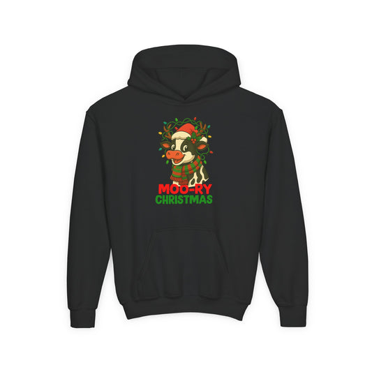 Moo-ry Christmas - Youth Hoodie