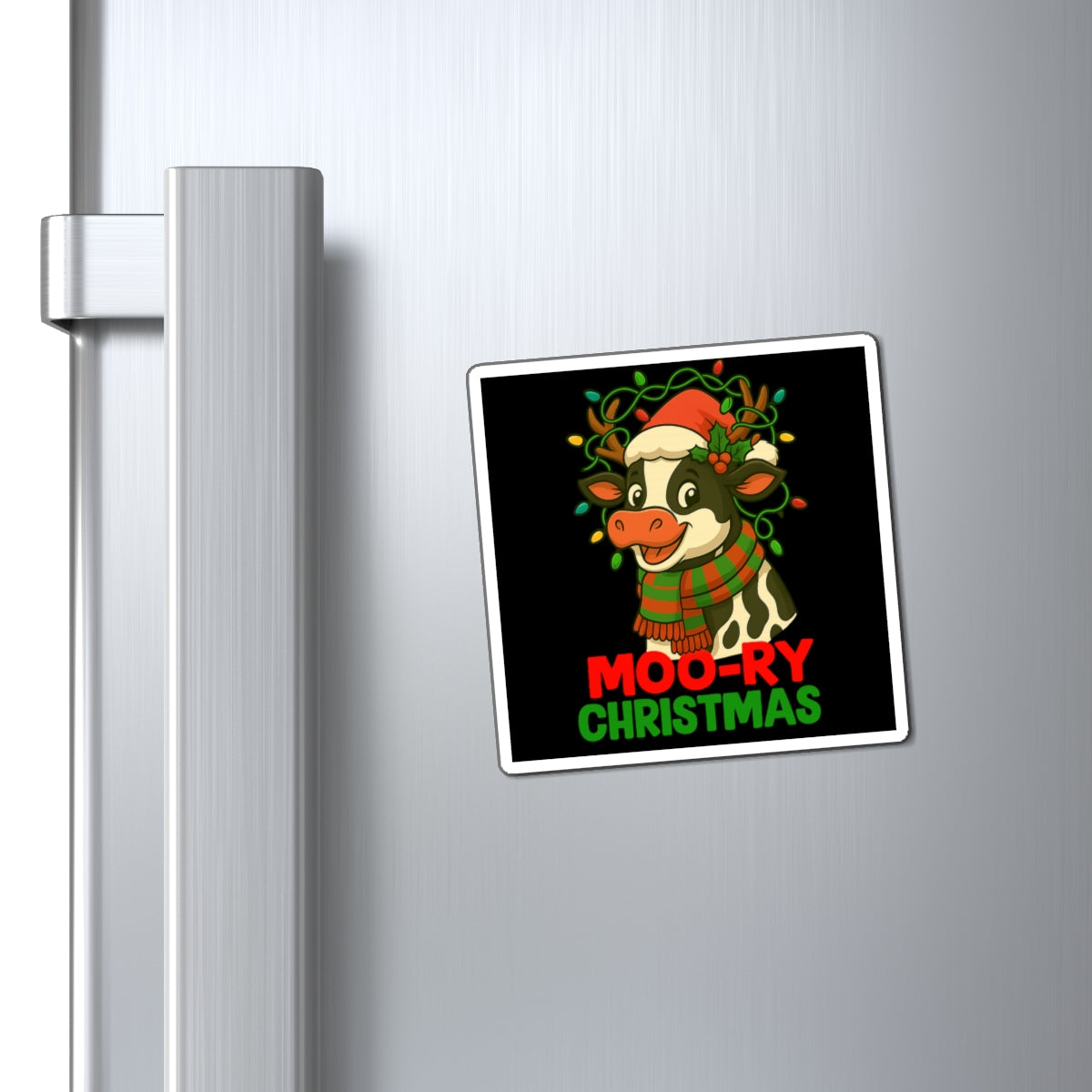 Moo-ry Christmas - Refrigerator Magnet