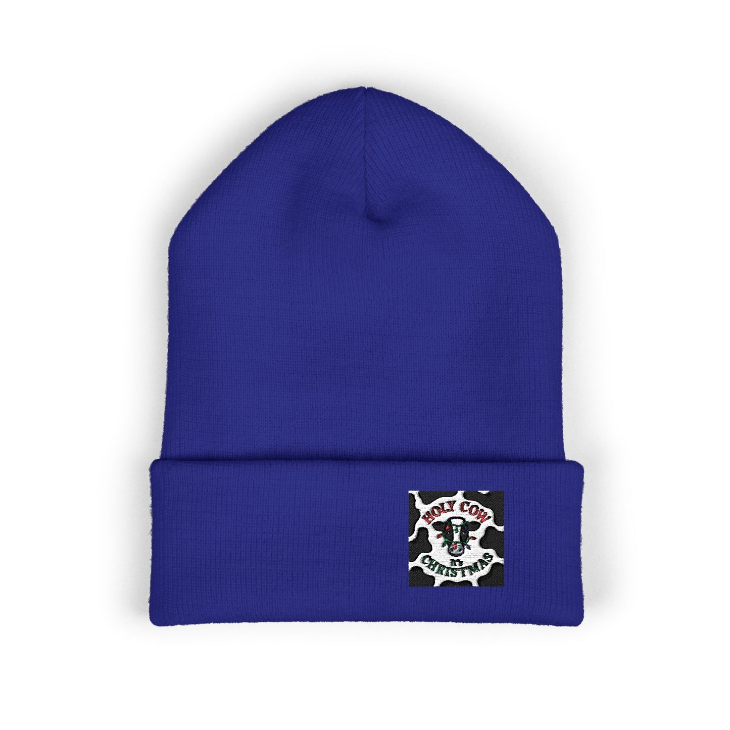 Embroidered Cow Print Classic Cuffed Beanie for Cozy Winter Vibes