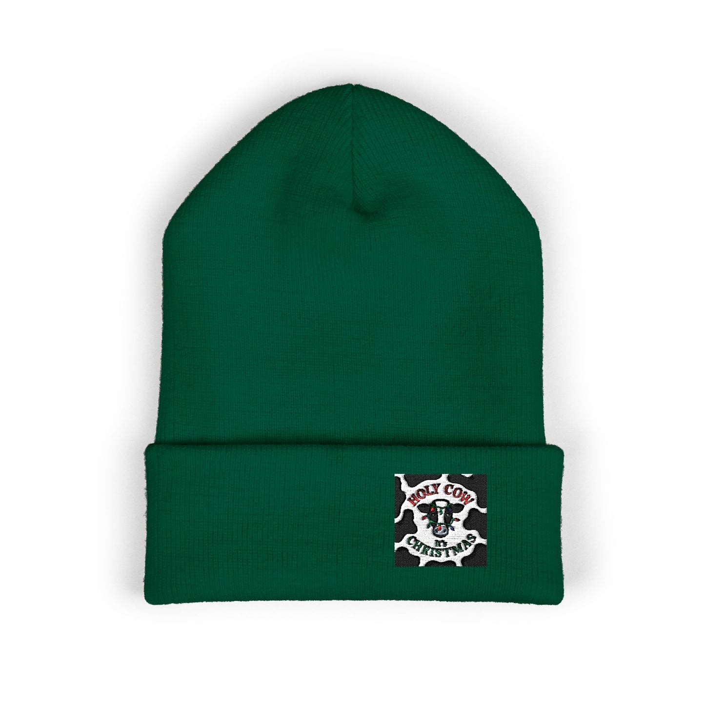 Embroidered Cow Print Classic Cuffed Beanie for Cozy Winter Vibes