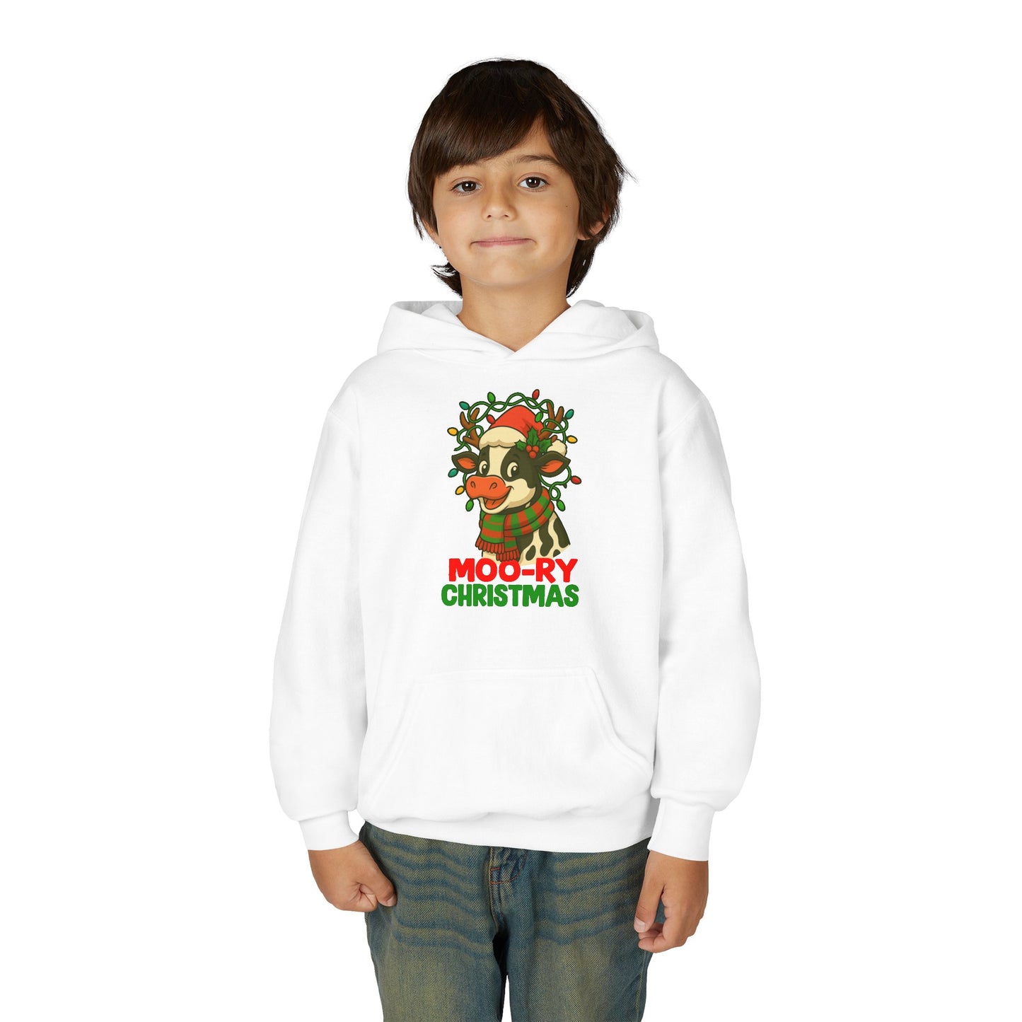 Moo-ry Christmas - Youth Hoodie