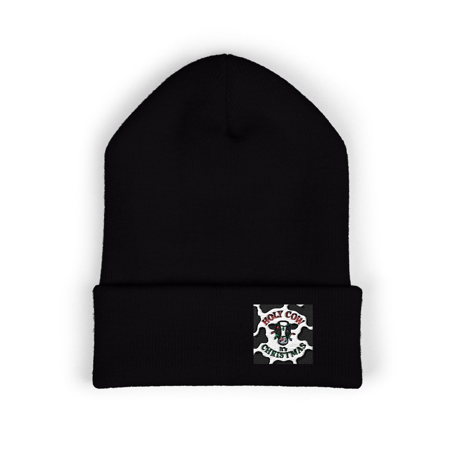 Embroidered Cow Print Classic Cuffed Beanie for Cozy Winter Vibes